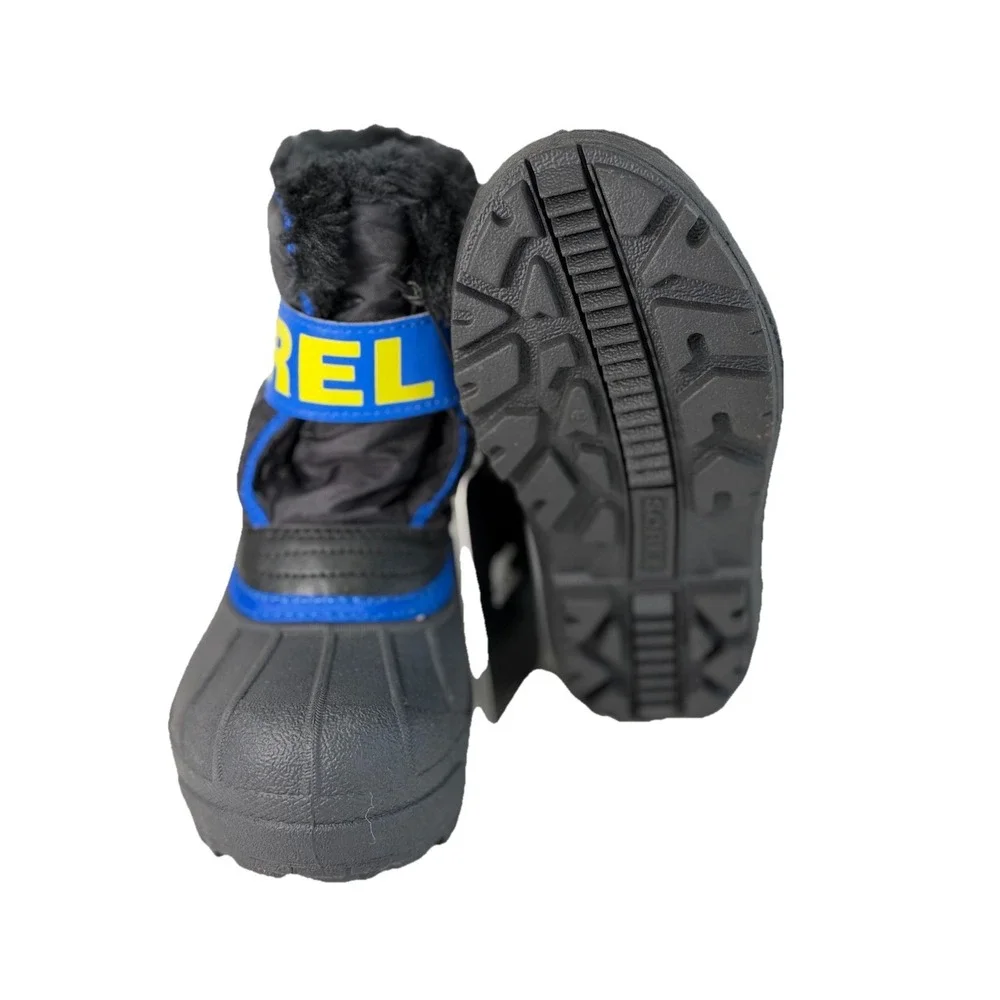 Sorel Snow‎ Commander Boots Black Blue Fleece Lined Winter Snow  Toddler Size 10